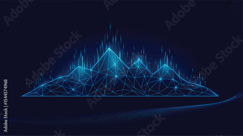 Digital Peaks: A stunning digital artwork showcasing a futuristic landscape with interconnected lines and glowing light.