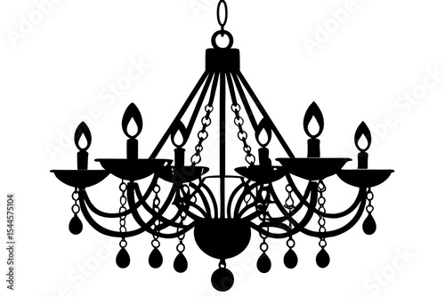 Elegant Luxury Chandelier with Round Base & Faceted Crystals – Isolated on White