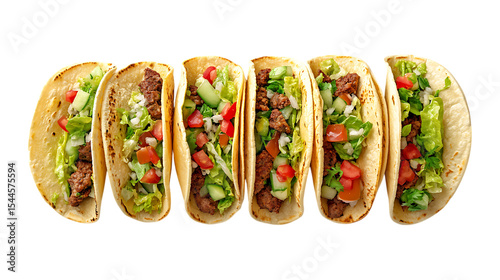 Pack Collection Delicious Ground Beef Tacos Mexican Food Recipe Inspiration set against transparent background
