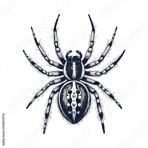 A vector, spider illustration, white background.