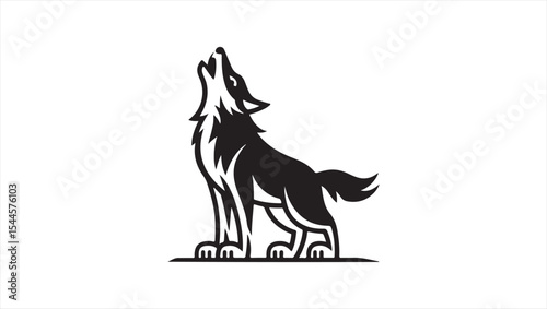 black and white vector illustration of a wolf