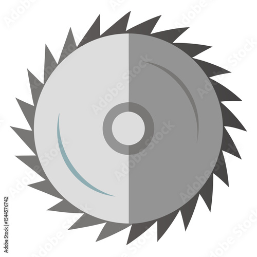 a circular saw blade with sharp triangular teeth around the perimeter, shown in gray tones with a central mounting hole.