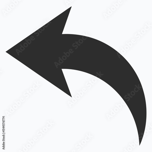 ngi1261 NewGraphicIcon ngi - left arrow icon . backward - turn page / page curl - design element . isolated on white background - single - black simple xxl g10538 
