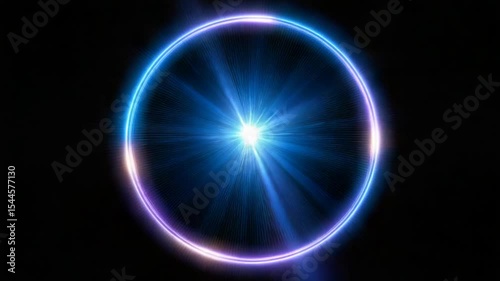Wallpaper Mural Neon Blue and Purple Circle with Rays on Black Background Torontodigital.ca