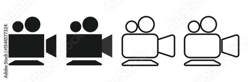 Video camera icon Vector logo set flat
