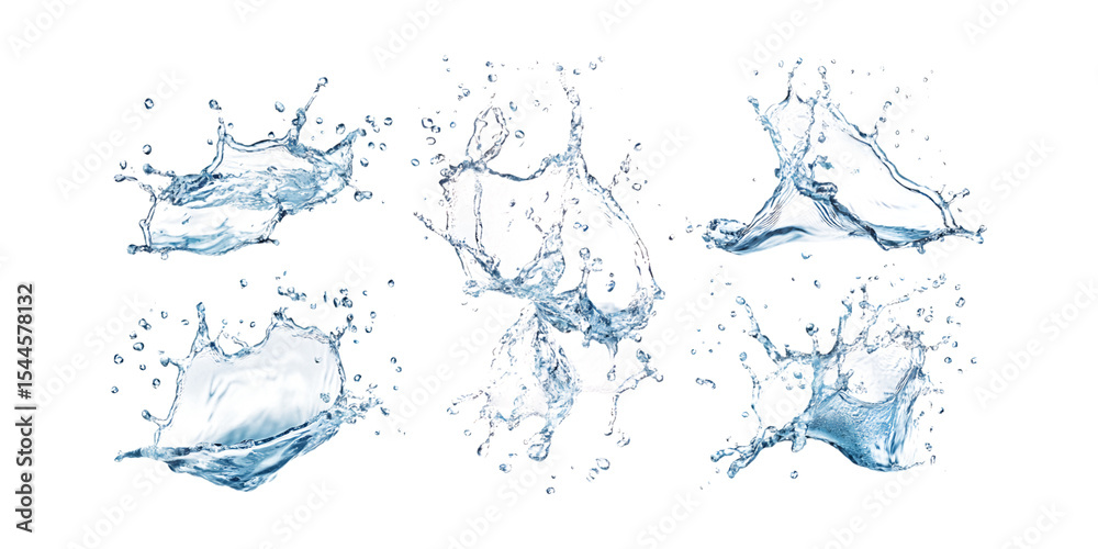 Naklejka premium Pack Collection Water Splash Collection HighResolution Liquid Splashes for Design Projects set against transparent background