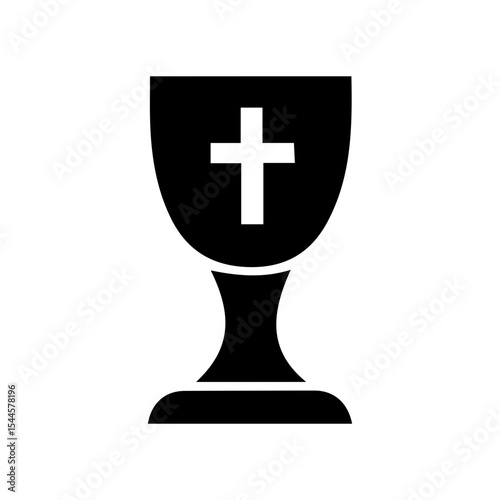 Chalice With Cross Religion Vector Icon