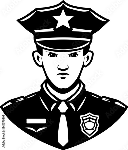 Flat Vector Illustration of Police Officer Icon