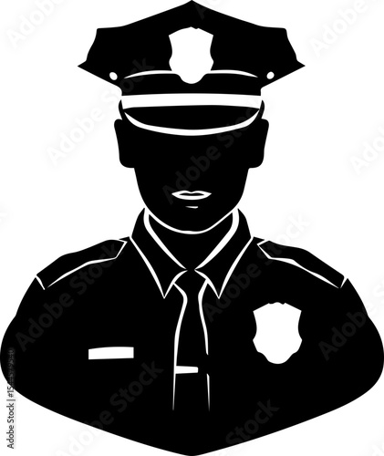 Flat Vector Illustration of Police Officer Icon