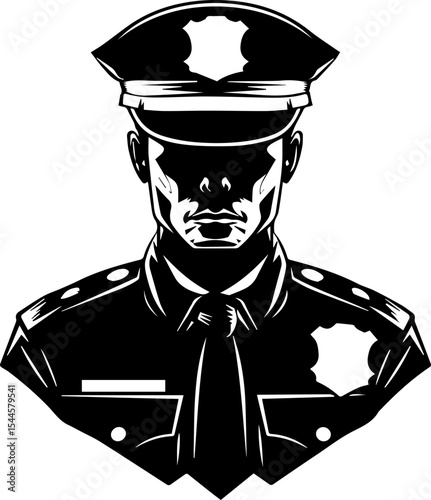 Flat Vector Illustration of Police Officer Icon