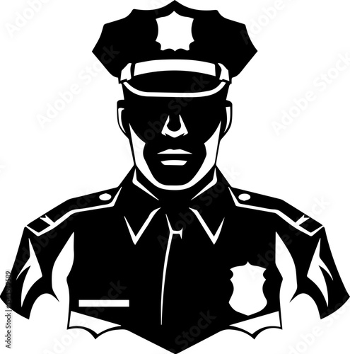 Flat Vector Illustration of Police Officer Icon