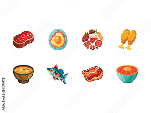 Vector Illustrations of Collagen-Rich Foods