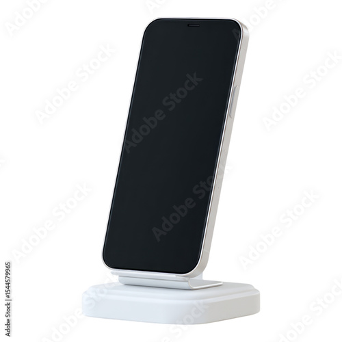 Isolated Transparent Mobile Phone on Stand with Simple Background