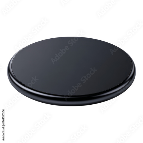 Elegant Round Black Isolated Surface with Transparent Background