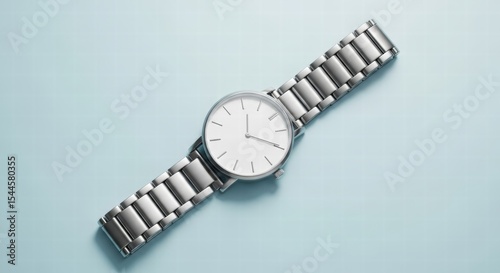 Minimal Wristwatch on Light Blue Background