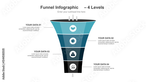 Horizontal Funnel Infographic with 5 Levels