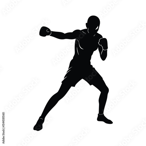 Silhouette of a boxer throwing a punch depicting sport exercise and fitness concept