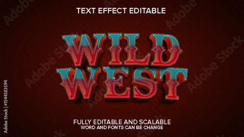 wild west text effect vector editable