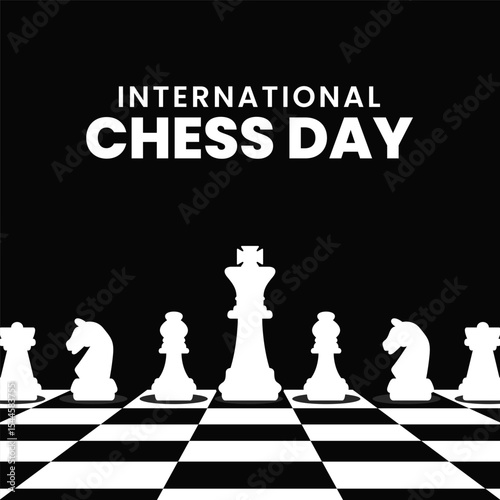 International Chess Day greeting card creative banner, poster, social media post illustration