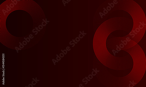 Abstract red glowing geometric lines on black background. Modern shiny red diagonal rounded lines graphic design.