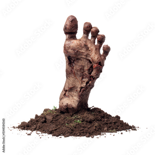 Isolated Transparent Footprint on Soil with Detailed Texture and Depth