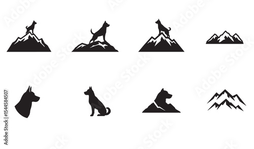 Silhouettes of dogs and mountains showing strength and adventure concepts for design