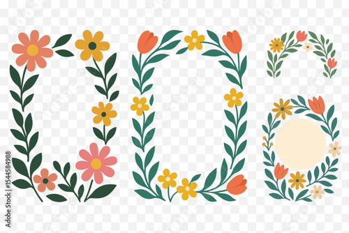 Floral Frame & Label Clipart Editable Flower Borders & Botanical Label Elements
