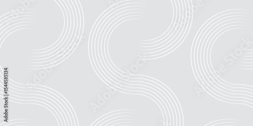 Abstract white glowing geometric lines on gray background. Modern shiny blue circle lines pattern. Futuristic technology concept art.