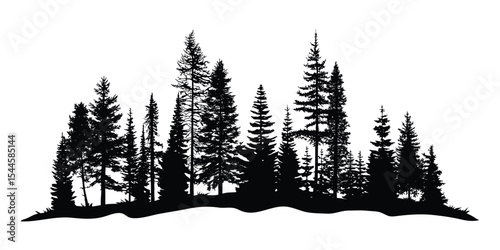 Silhouette of a forest, isolated on white background, vector illustration