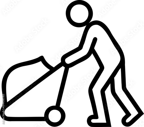 Person Pushing a Cart Simple Black Line Icon vector