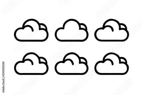 Cloud icon set, line art and outline vector icon