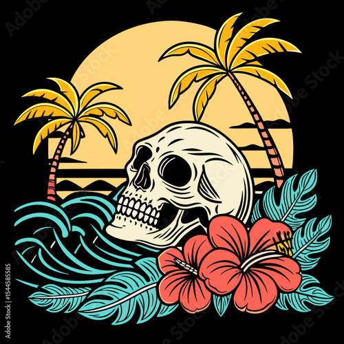 vector illustration of a tropical island