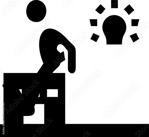 Black Silhouette Person Idea Lightbulb Sitting Box