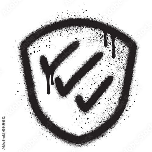 Security shield graffiti with black spray paint.vector illustration.