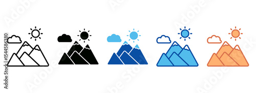 Mountain Icon Set Multiple Style Collection