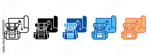 Backpack Icon Set Multiple Style Collection