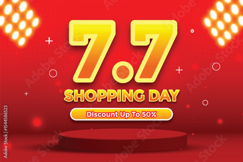 7.7 Shopping Day Sale Banner with Discount Stage