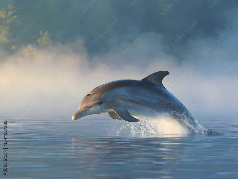 Obraz premium Playful dolphin jumping out of the ocean