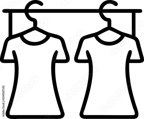 Two Simple Black Line Drawing Tshirts on Hangers t-shirt