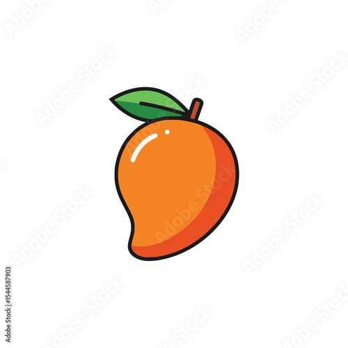 Orange Mango Fruit Icon Flat Vector Design