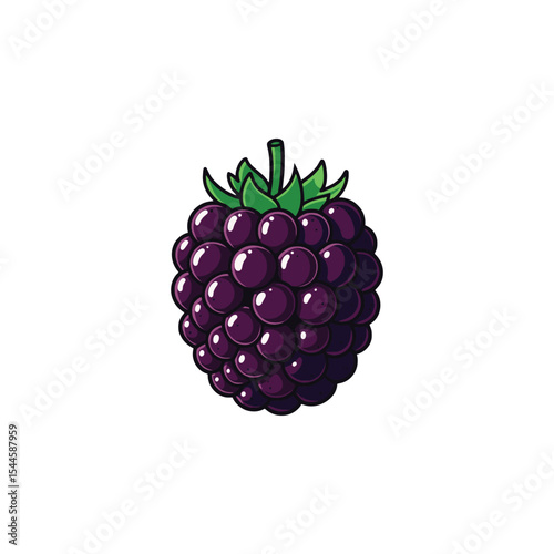 Purple Blackberry Fruit Icon Flat Vector Art