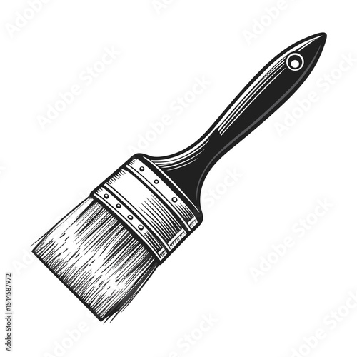 A vector, illustration of a paintbrush, white background.