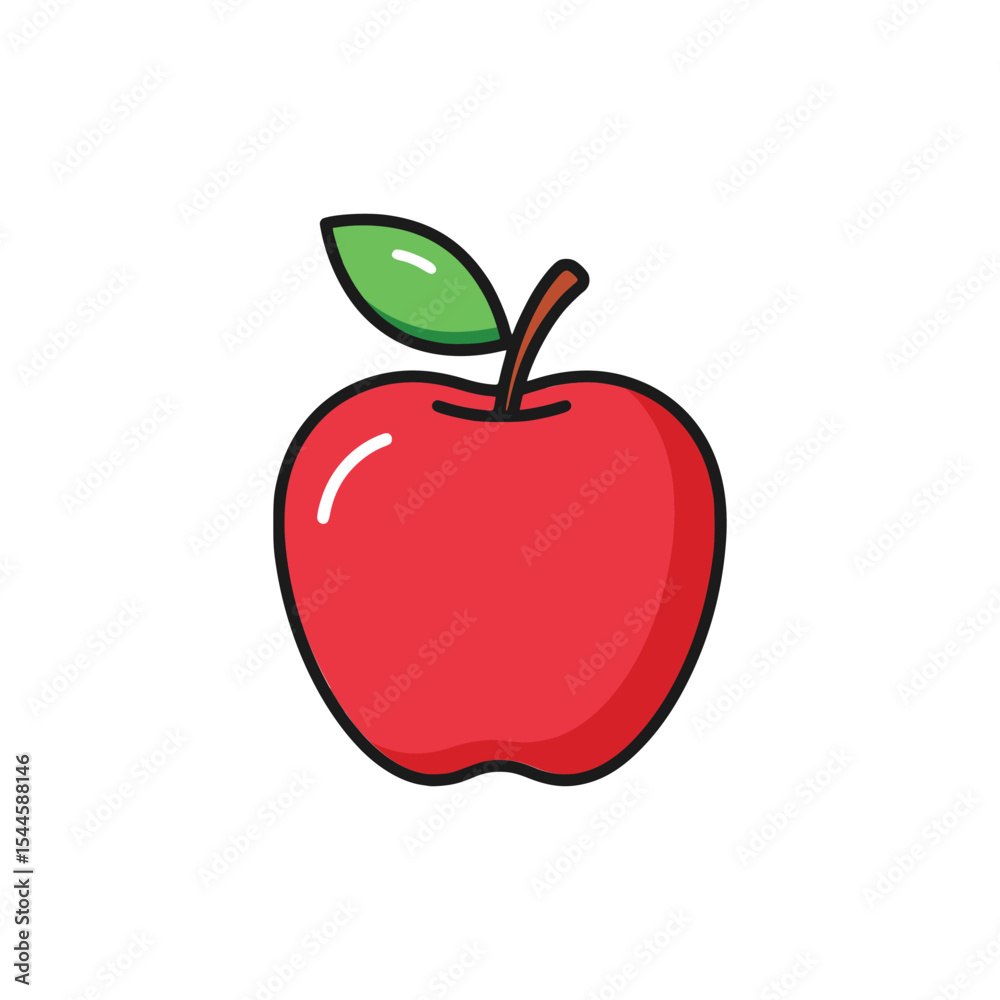 Fototapeta premium Red Apple Fruit Icon Flat Vector Illustration