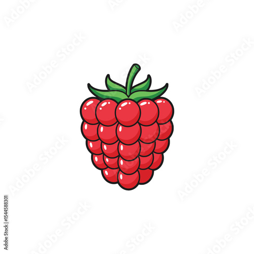 Red Raspberry Fruit Icon Flat Vector Image