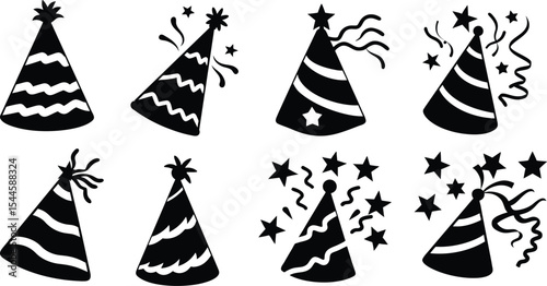 Party Hat Silhouette Clipart Collection