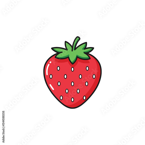 Red Strawberry Fruit Icon Flat Vector Design