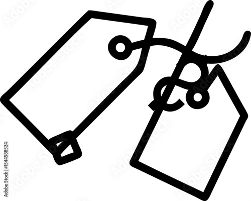 Two Blank Black Price Tags Tied Together with String