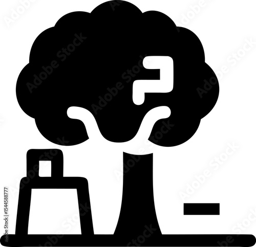 Black Silhouette Tree Sandbox Playground Icon vector
