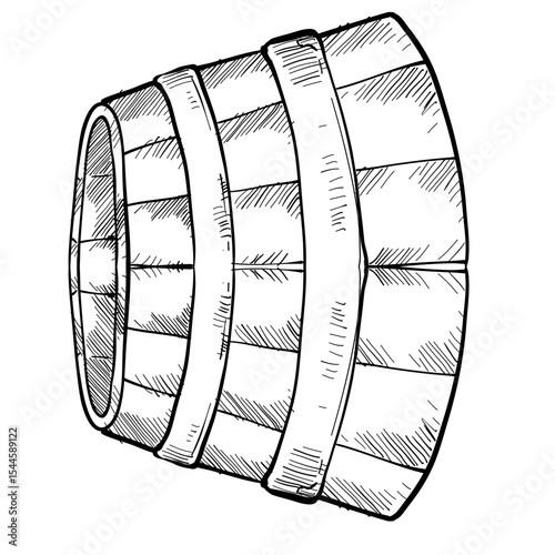 Wooden bucket handdrawn illustration⁠
