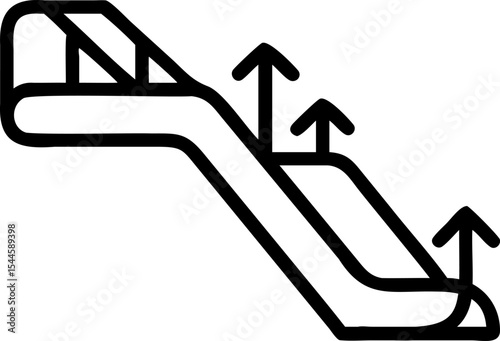 Black and White Escalator Icon Upward Movement Illustration